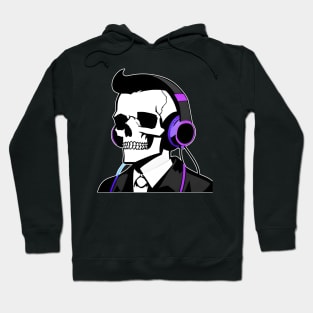 Elegant Skull With Headphones, Violet | Listening Music Hoodie